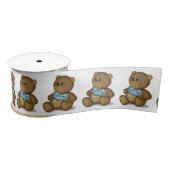 Teddy Bear met Bib op White Satijnen Lint (Spoel)