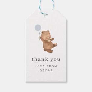 Teddy Bear met Blue Balloon Gift Label Cadeaulabel