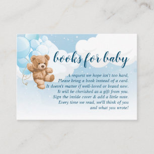 Teddy Bear met Blue Balloons Boeken voor Baby Kaar Informatiekaartje