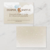Teddy Bear met Blue Balloons Diaper Raffle Kaart (Voorkant / Achterkant)