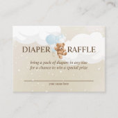 Teddy Bear met Blue Balloons Diaper Raffle Kaart (Voorkant)