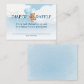 Teddy Bear met Blue Balloons Diaper Raffle Kaart (Voorkant / Achterkant)