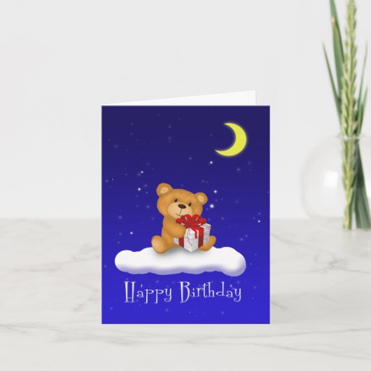 Teddy Bear met cadeau - Happy Birthday Card Kaart (Voorkant)