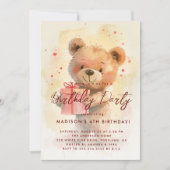 Teddy Bear met cadeau Kinderen Verjaardagsfeest Kaart (Voorkant)