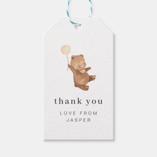 Teddy Bear met Cream Balloon Label Cadeaulabel (Voorkant)