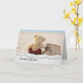 Teddy Bear met Driftwood Birthday Card Kaart (Gele Bloem)