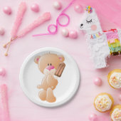 Teddy Bear met een Ice Block Paper Bord (Feest)