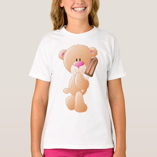 Teddy Bear met een ijsblok T-shirt (Voorkant)