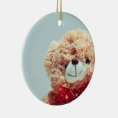Teddy Bear met een Rode Bow Keramisch Ornament (Rechts)