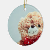 Teddy Bear met een Rode Bow Keramisch Ornament (Links)