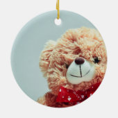 Teddy Bear met een Rode Bow Keramisch Ornament (Achterkant)