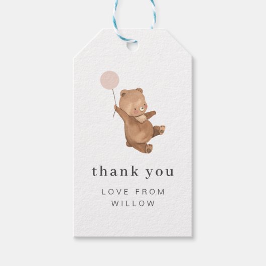 Teddy Bear met een roze ballon Gift Label Cadeaulabel (Voorkant)