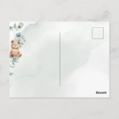 Teddy Bear met Eucalyptus Baby shower Invite Briefkaart (Achterkant)