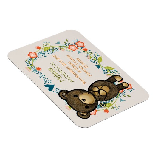 Teddy Bear met Fancy Florals baby ter Magneet (Rechterzijde)