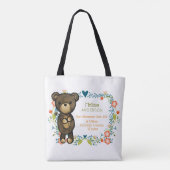 Teddy Bear met Floral Design Baby Birth Tote Bag (Achterkant)