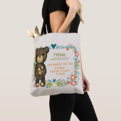 Teddy Bear met Floral Design Baby Birth Tote Bag (Dichtbij)