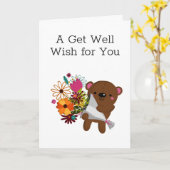 Teddy Bear met Flowers krijgen goed Kaart (Gele Bloem)