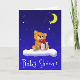 Teddy Bear met Gift - Baby shower Wenskaart