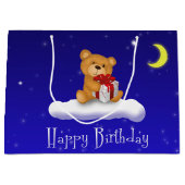 Teddy Bear met Gift - Birthday Large Gift Bag Groot Cadeauzakje (Voorkant)