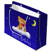 Teddy Bear met Gift - Birthday Large Gift Bag Groot Cadeauzakje (Voorkant Gekanteld)