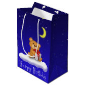 Teddy Bear met Gift Birthday Medium Gift Bag Cadeauzakje (Voorkant Gekanteld)