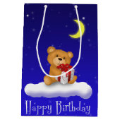 Teddy Bear met Gift Birthday Medium Gift Bag Medium Cadeauzakje (Achterkant)