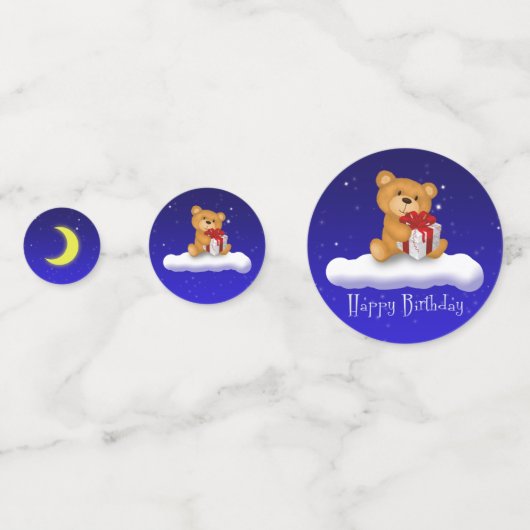 Teddy Bear met Gift - Happy Birthday Confetti (Voorkanten)