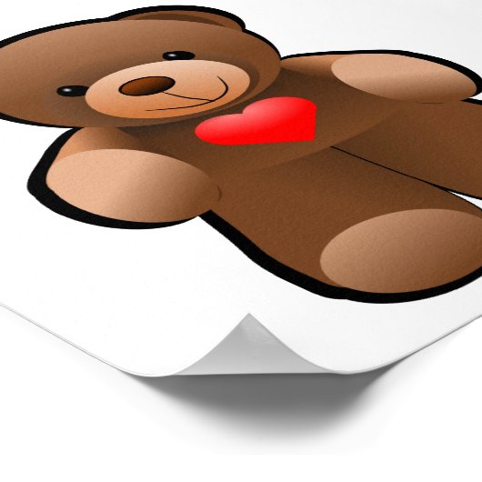 Teddy Bear met harttekening Poster (Hoek)