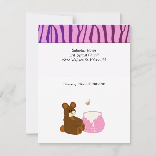 Teddy Bear met Honey Pot Baby shower Invitation Kaart (Achterkant)