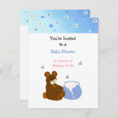 Teddy Bear met Honey Pot Baby shower Invitation Kaart (Voorkant / Achterkant)