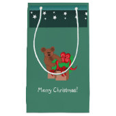 Teddy Bear met kerstcadeautjes Klein Cadeauzakje (Voorkant)