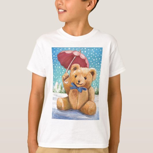 Teddy Bear met Parasolkerst T-shirt (Voorkant)