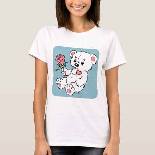Teddy Bear met Roos T-shirt (Voorkant)