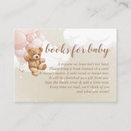 Teddy Bear met roze ballonnen Boeken voor Baby Informatiekaartje
