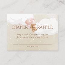 Teddy Bear met roze ballonnen Dappere Raffle Kaart