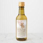 Teddy Bear met roze ballonnen Mini Wine Label Wijn Etiket (Voorkant)