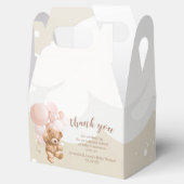 Teddy Bear met roze ballonnen voor een pleisterbox Bedankdoosjes (Geopend)
