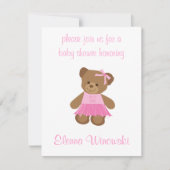 Teddy Bear met roze Tutu Baby shower uitnodiging (Voorkant)