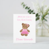 Teddy Bear met roze Tutu Baby shower uitnodiging (Staand voorkant)