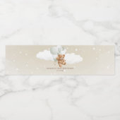 Teddy Bear met Sage en White Balloons Waterfles Etiket (Enkel label)