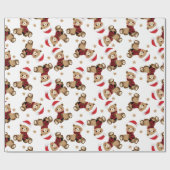 Teddy Bear met Santa Claus Pet Pattern Holiday Cadeaupapier (Vlak)