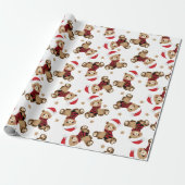 Teddy Bear met Santa Claus Pet Pattern Holiday Cadeaupapier (Uitgerold)