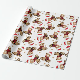 Teddy Bear met Santa Claus Pet Pattern Holiday Cadeaupapier