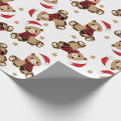 Teddy Bear met Santa Claus Pet Pattern Holiday Cadeaupapier (Hoek)