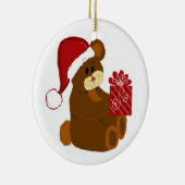 Teddy Bear met Santa Hat en Rood Cadeau Keramisch Ornament (Rechts)