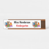 Teddy Bear met schoolspullen van leraar Bureau Naambordje (Voorkant)