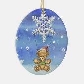 Teddy Bear met Snowflake Parachute Keramisch Ornament (Rechts)