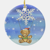 Teddy Bear met Snowflake Parachute Keramisch Ornament (Achterkant)