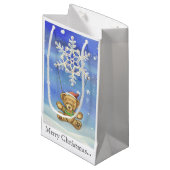 Teddy Bear met Snowflake Parachute Klein Cadeauzakje (Voorkant Gekanteld)