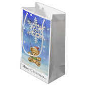 Teddy Bear met Snowflake Parachute Klein Cadeauzakje (Achterkant Gekanteld)